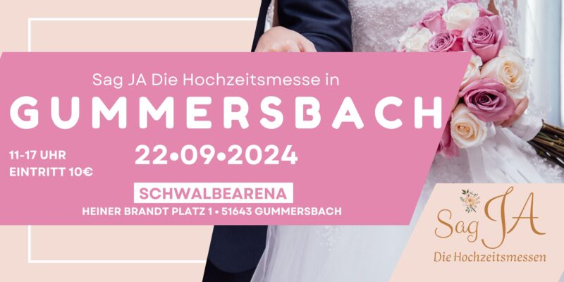 Erleb‘ mich live auf der Sag JA Hochzeitsmesse am 22.09.2024 in Gummersbach